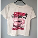 Tee shirt enfant - voiture de course rose - 10 ans