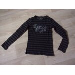 Tee shirt esprit rayé noir et gris déco et marque fil argenté taille s Tee shirt esprit rayé noir et gris déco et marque fil argenté taille s