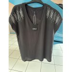 Tee shirt gris fonc� / sequins �paule only taille 36 col v