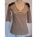 Tee - shirt kaki manches 3 / 4  paulettes avec sequins