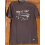 Tee - shirt marron zara man avec grand logo transit spirit sur le devant et petite mention prozject dans ...