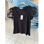 Tee shirt noir manches organza morgan taille 36