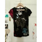 Tee shirt noir motifs multicolores 34 xs desigual.