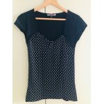 Tee shirt noir et pois blancs effet boléro, joli décolleté avec fronce taille s - m Tee shirt noir et pois blancs effet boléro, joli décolleté avec fronce taille s - m