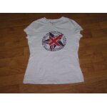 Tee shirt pepe jeans blanc, drapeau et strass taille 14 ans tbe