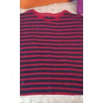 Tee - shirt ray� sans manche femme only, taille s, coloris ray� rouge et noir, fantaisie perles plates ...