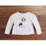 Tee shirt / top blanc  pois gris avec son motif chiot - taille 2 / 4 ans - h&m