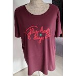 Tee - shirt violet imprim rouge et toile brillante pour nol