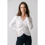 Top blanc na - kd femme � neuf avec �tiquette � taille xs � manches longues fronc�es