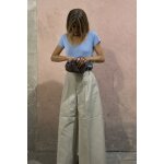 Top bleu clair iris� naf naf manches courtes dos crois� � maille stretch lumineuse