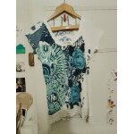 Top col rond blanc motifs bleus 36 s desigual.