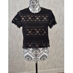 Top court noir en dentelle h&ampm taille 36 s