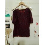 Top en dentelle gris / rouge 38 m zara woman.