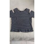Top fille manches dcoupes noir et blanc ray 14 / 16 ans