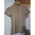 Top haute manches courte avec cols taupe marron clair women only s