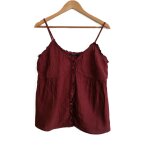 Top marron  volants et boutons. kiabi. coton. taille 40 / 42
