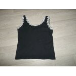 Top morgan noir et fleurs dentelle blanche m / l tbe
