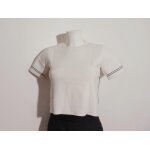 Top / pull court blanc À 2 bandes marine et encolure arrondie - taille s - zara Top / pull court blanc À 2 bandes marine et encolure arrondie - taille s - zara