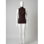 Top sans manches col roul� prune c�tel� taille 1 alain manoukian