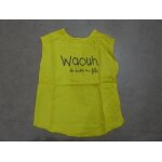 Top sans manche jaune  waouh  tape  l'oeil - 18 mois