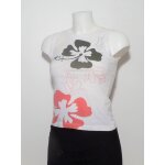 Top / tee shirt blanc  motifs fleuris rouge vert jaune - taille 36 - 3 suisses