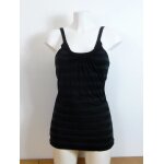 Top / tee shirt en viscose et coton noir  rayures horizontales grises - promod