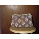 Trousse de toilette zipp�e, imprim�e grosses fleurs sisley ( d�co liner ), coloris marron clair, imprim�s ...