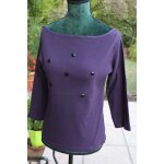 Tshirt / pull violet zara rehauss� de petites d�cos noires devant. manches 3 / 4. taille �tiquet�e:l. ...