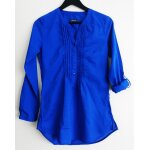 Tunique bleu fonce plissee. in extenso. coton. taille 36