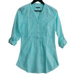 Tunique bleue plissee. in extenso. coton. taille 36