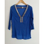 Tunique. blouse bleue a sequins. manches 3 / 4. redoute creation. taille 42 / 44