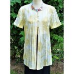 Tunique christine laure taille 40 tons jaune cr�me motifs feuilles tbe