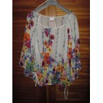 Tunique col rond imprime fleurs multicolore sur fond blanc de marque the garden collection by h&m , ...