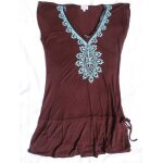 Tunique etam , sans manches , taille 36, marron motif bleu brod devant