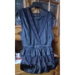 Tunique fantaisie  volants et dentelle, sans manches, polyester, polyamide et dentelle noire
