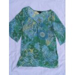 Tunique h&m , verte  ramages , taille 34 , manches 3 / 4