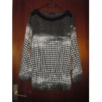 Tunique imprime, manches longues, col rond julie guerlande, taille 42, coloris noir et blanc, lastique ...