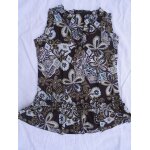 Tunique kiabi maman, taille 34 / 36 , marron impressions bleues - vertes - blanches