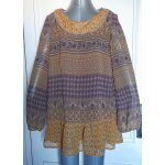 Tunique motifs cachemire jaune taupe violet polyester femme taille 38 - 40