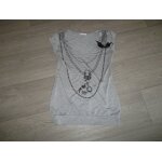 Tunique promod grise et blanche dcos noire et noeud satin 36 tbe