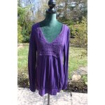 Tunique promod au violet lumineux et joli ht macram�. taille �tiquet�e:2. coton 100%.