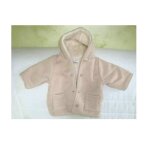 Veste bebe a capuche molleton beige ecru okaidi 3 / 6 mois burnous blouson petit enfant fourrure chaude ...