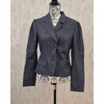 Veste blazer cintr noir a fine rayure promod paules bouffantes taille 38