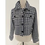Veste blouson court taille 40 / 42 noir et blanc pieds poule