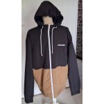 Veste � capuche zipp�e bleu marine, beige et blanche