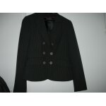 Veste caroll taille 40 grise, fines rayures blanches
