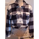 Veste � carreaux toute douce, noire, grise et blanche