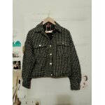 Veste courte boutonn�e noire / blanche 40 l shein.