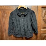 Veste courte noire boutonn�e � poches fronc�es - etam taille 38 - style casual chic