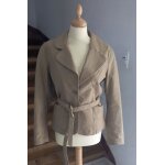 Veste en croute de cuir beige
